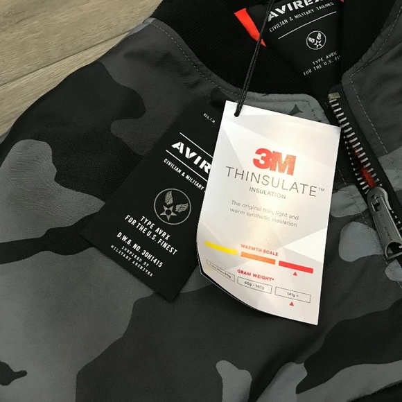 Avirex MA-1 3M Water Resistant 63rd SQRDRN Bomber Jacket Tiger Red Black - Picture 7 of 10